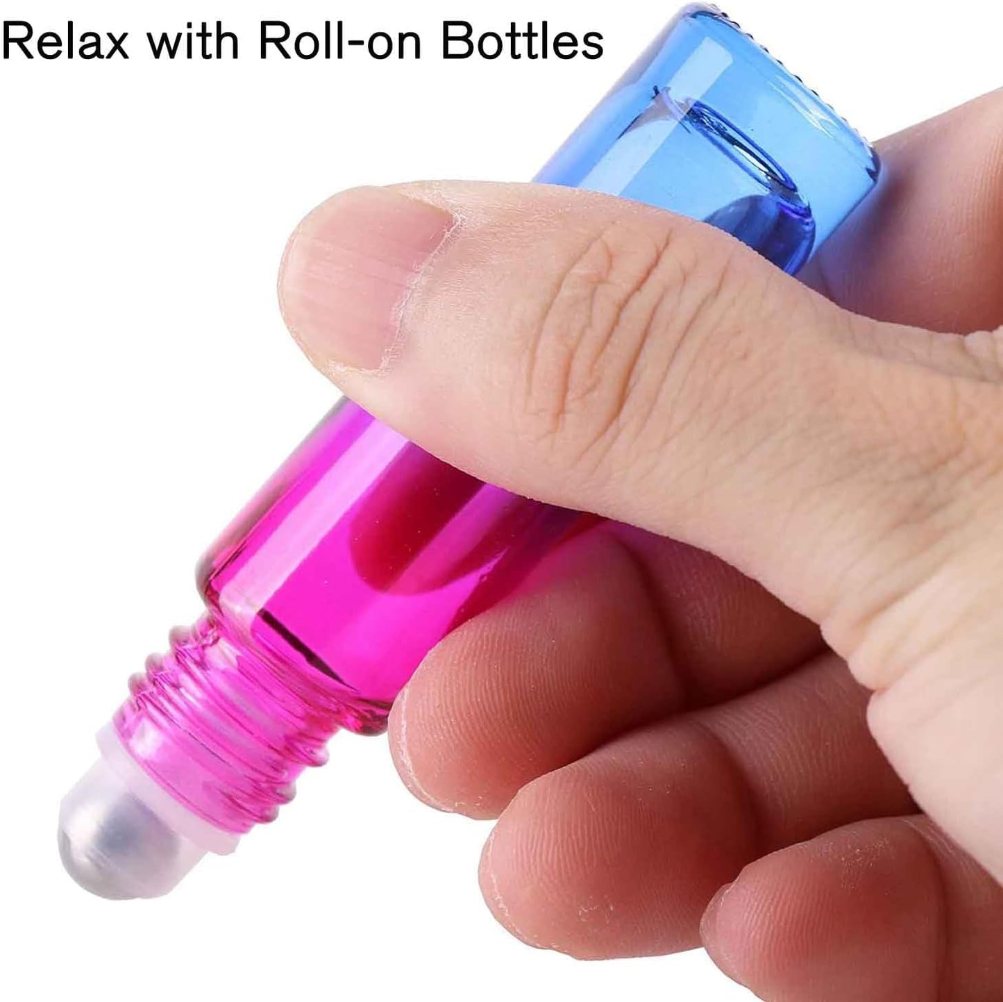 Essential Oil Roller Bottles Set of 24 | 10 ml Refillable Rainbow Glass with Stainless Steel Balls - Leak-Proof Travel Perfume Containers