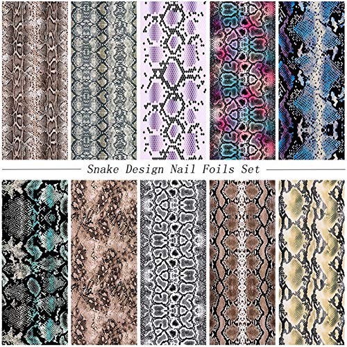 Snake Nail Art Foil Stickers - 10 Sheets Holographic Designs