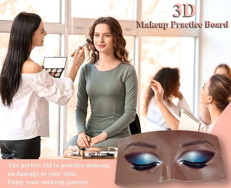 3D Makeup Practice Face Board Set #4 with Complete Kit for Artists & Students