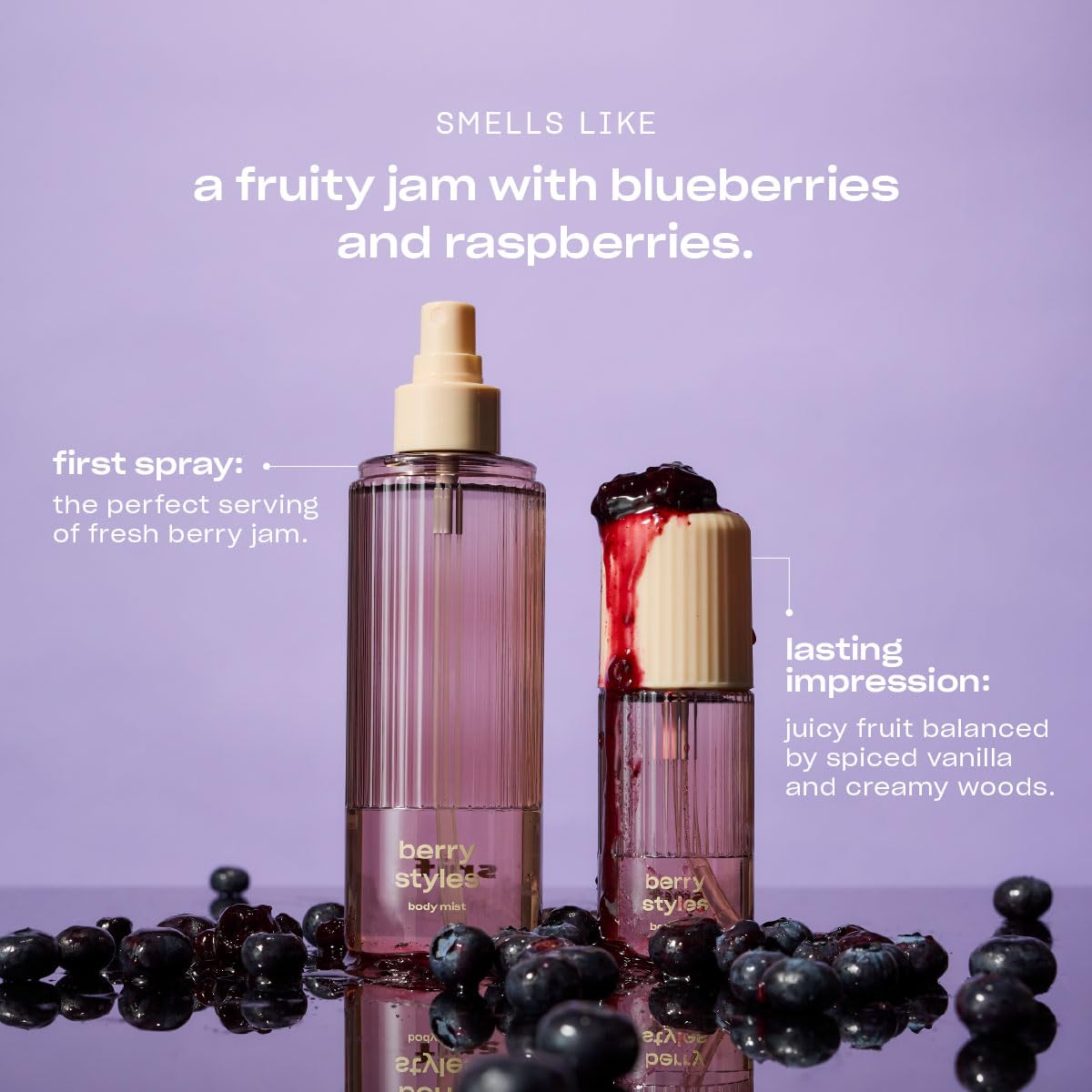 Berry Styles Body Mist - Fruity Gourmand Fragrance for Body & Hair | Blueberry, Raspberry & Vanilla, 2.5oz