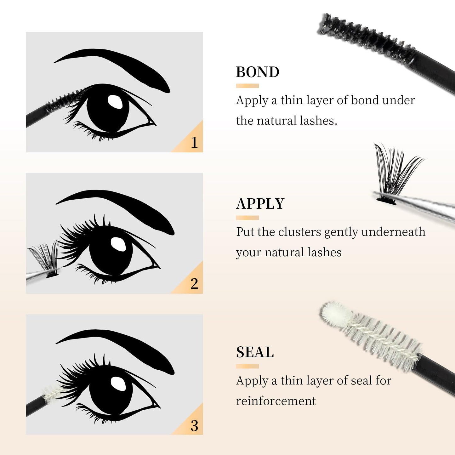 Lash Cluster Glue,Lash Bond and Seal Waterproof Lash Glue for Eyelash Clusters,Eyelash Adhesive Long Lasting 1 Weeks Eyelash Glue for Lash Clusters 2-in-1 Home Use, Strong Hold(6ML+6ML)