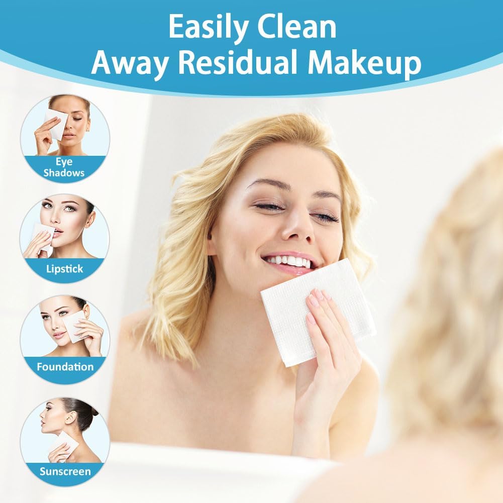 Disposable Face Towelettes - 100 Biodegradable Makeup Remover Wipes | Super Soft Facial Towels for Sensitive Skin