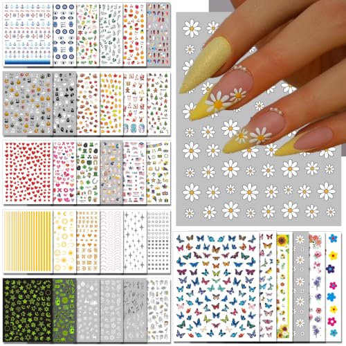 Winthrop 36 Sheets Holiday Nail Art Stickers Set - 3D Self-Adhesive Designs for All Seasons