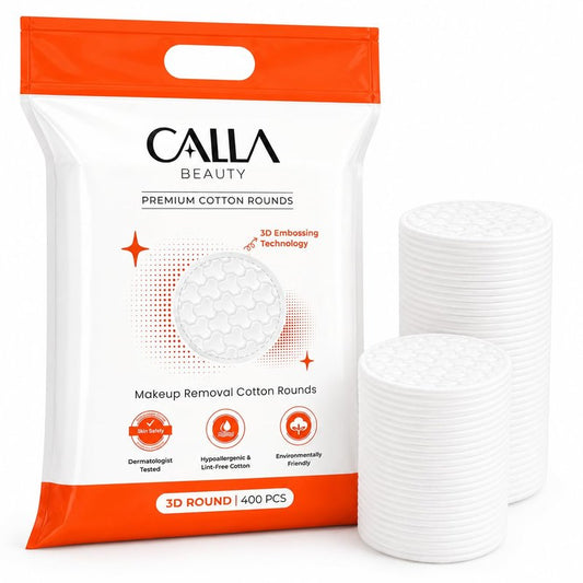 CALLA BEAUTY 3D Cotton Rounds for Face (400 Counts) - Premium 3D Embossing Technology - Textured Thick Cotton Pads, Tear-Resistant & Low Lint Makeup Remover Pads, Absorbent Toner Pads