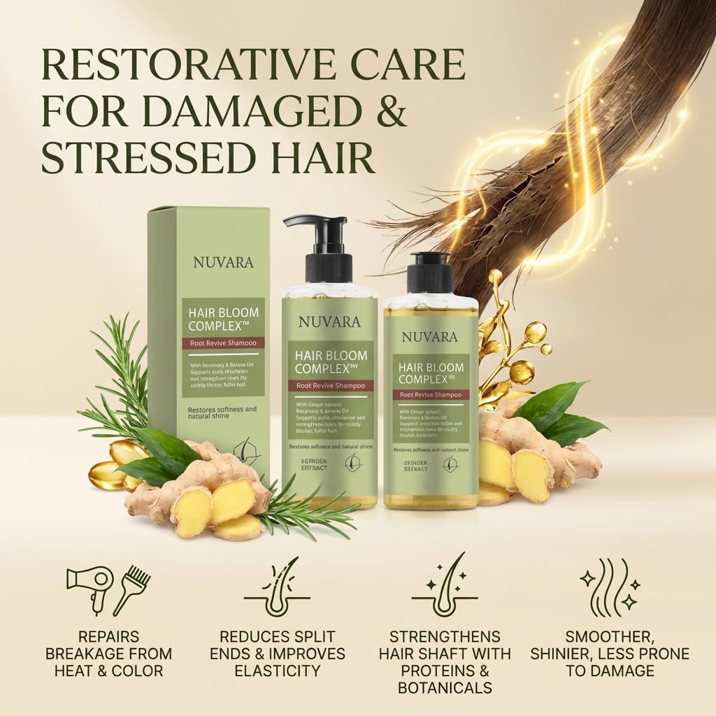 Nuvara Root Revival Shampoo - Ginger Anti-Hair Loss & Strengthening for Thinning Hair | 100ML/3.38OZ