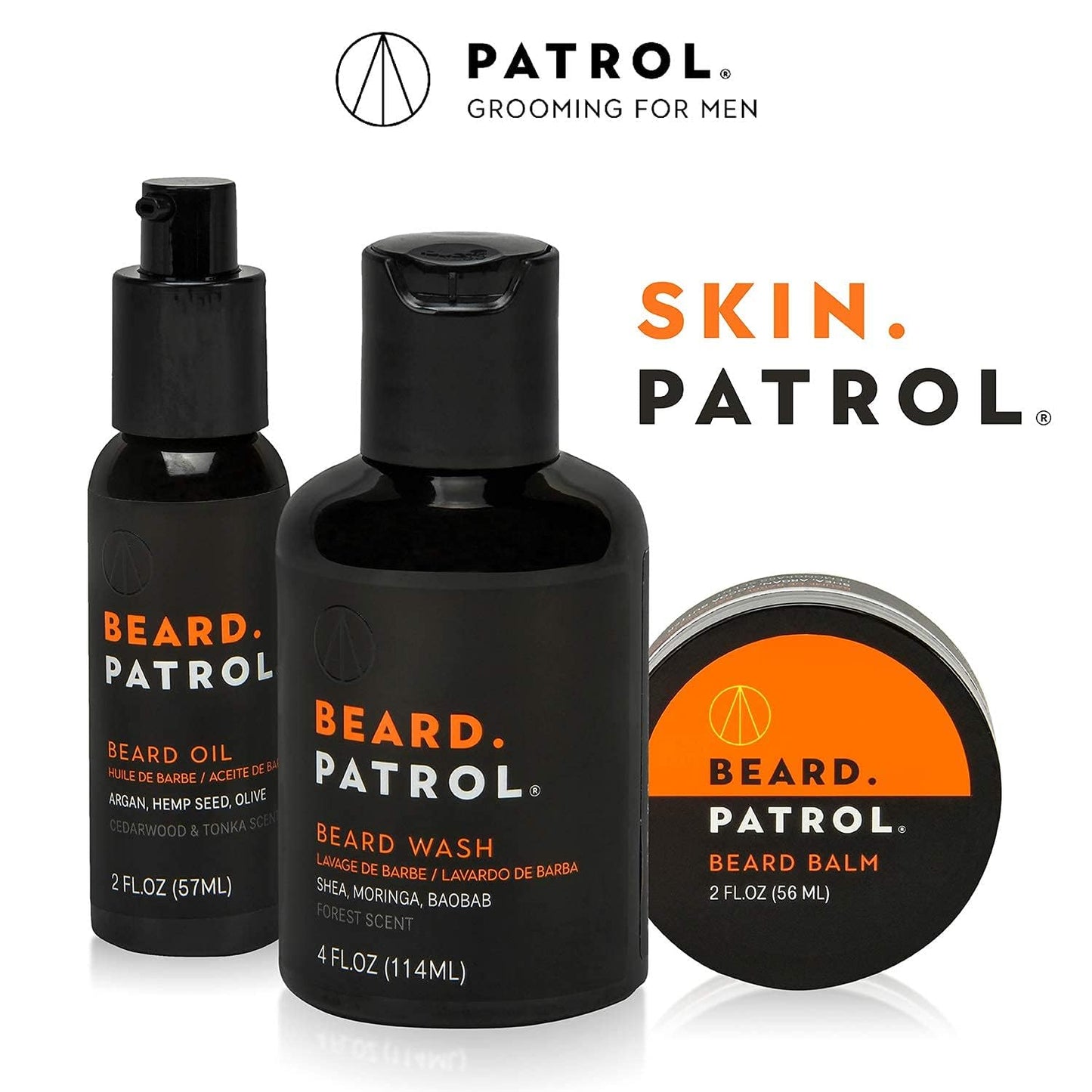 Beard Patrol Beard Wash Cleanser and Conditioner in One Softens With All Natural Oils - Sulfate-Free, Paraben-Free - Pack of 3
