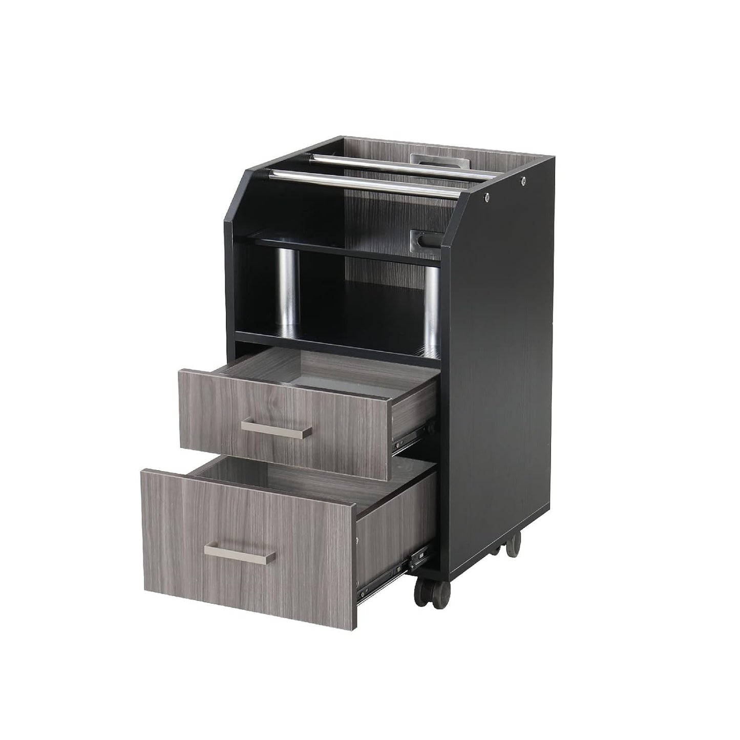 Glass Glow Pedicure Trolley - Stylish Black Cart for Nail Salon Furniture & Equipment
