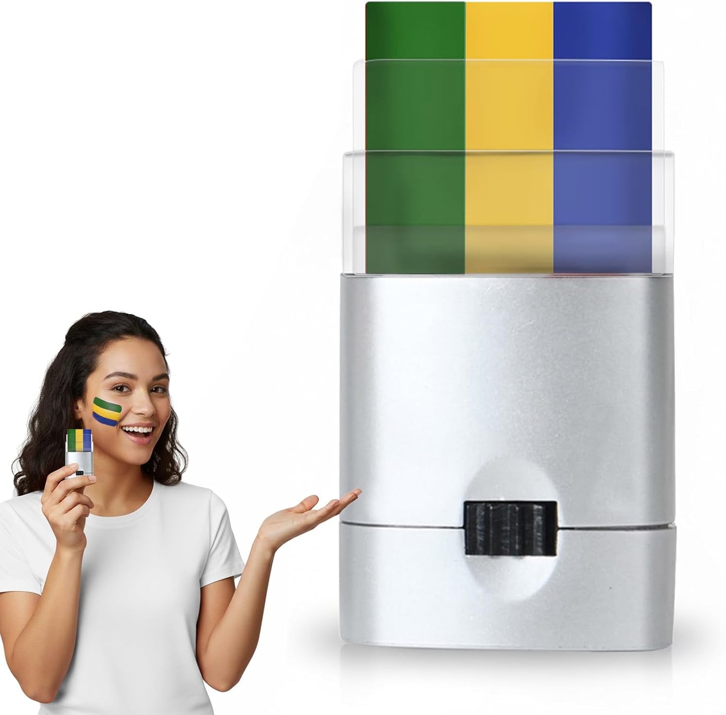 Eye Face Paint Sticks - Blue, Yellow & Green | Brazil Sports Makeup for Football, Soccer & Baseball Fans
