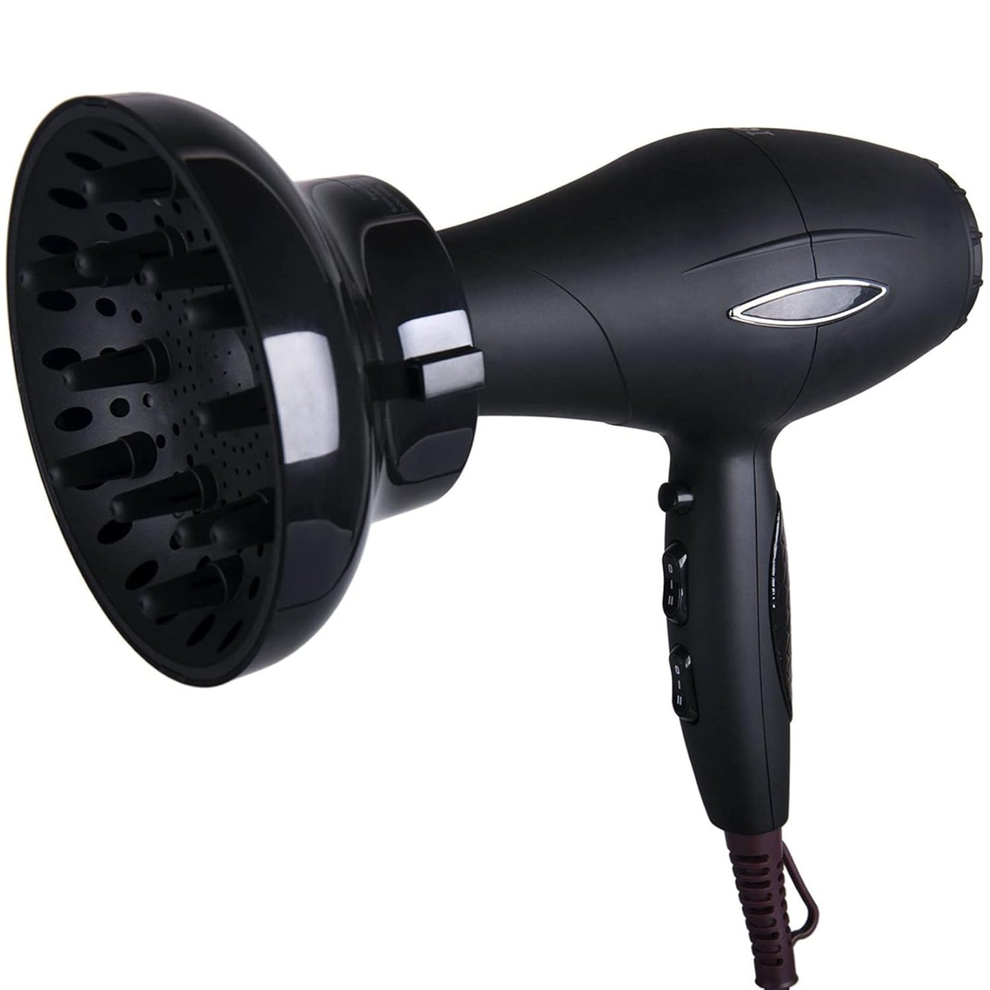 Universal Hair Diffuser for Blow Dryers - Fits 1.7 to 2.6 Inch Nozzles | Ideal for Curly & Wavy Hair, Shiny Black
