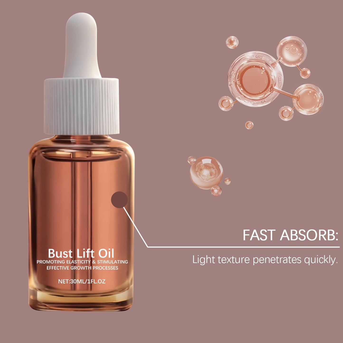 KunMan Bust Lift Oil, Breast Plump Oil, Lightweight & No-Greasy, Lift, Firm & Plum Naturally, for All Skin Types, 1Fl.oz