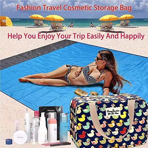 Large Canvas Travel Makeup Bag - Navy Duck Toiletry Organizer Clutch
