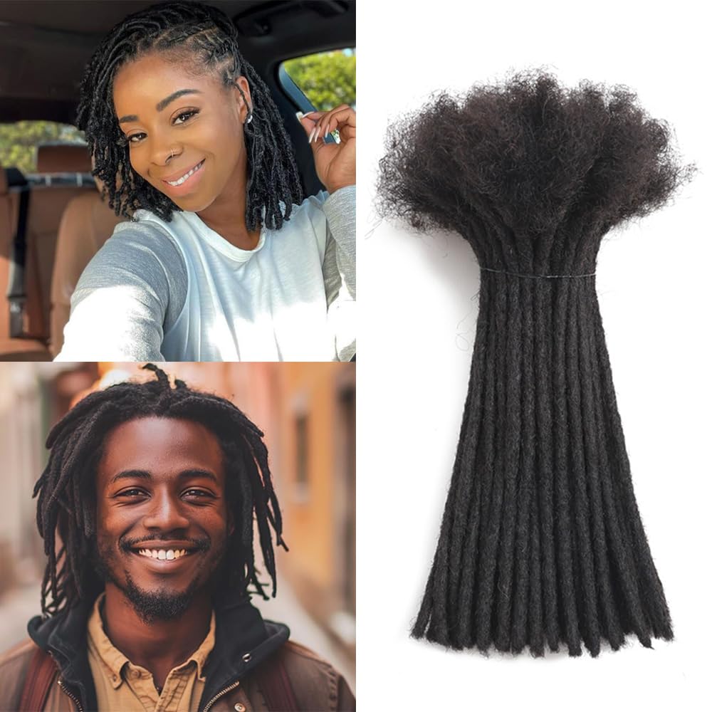 Dreadlock Extensions - 100% Human Hair, Handmade Permanent Locs | 30 Strands, 4 Inch, Can Be Dyed & Curled