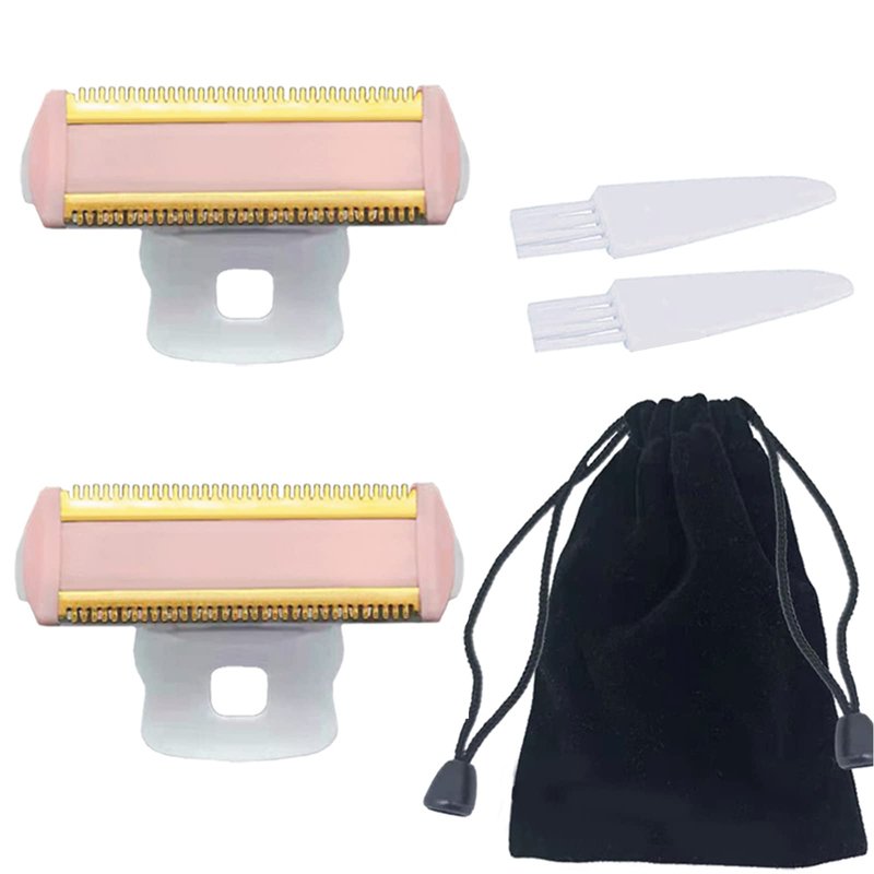 Women's Trimmer Razor Replacement Heads Compatible with Finishing Touch Flawless Body Rechargeable Ladies Shaver with a Velvet Bag and 2 Cleaning Brushes (Shaver Head 2PCS+Bag + 2 Brush)