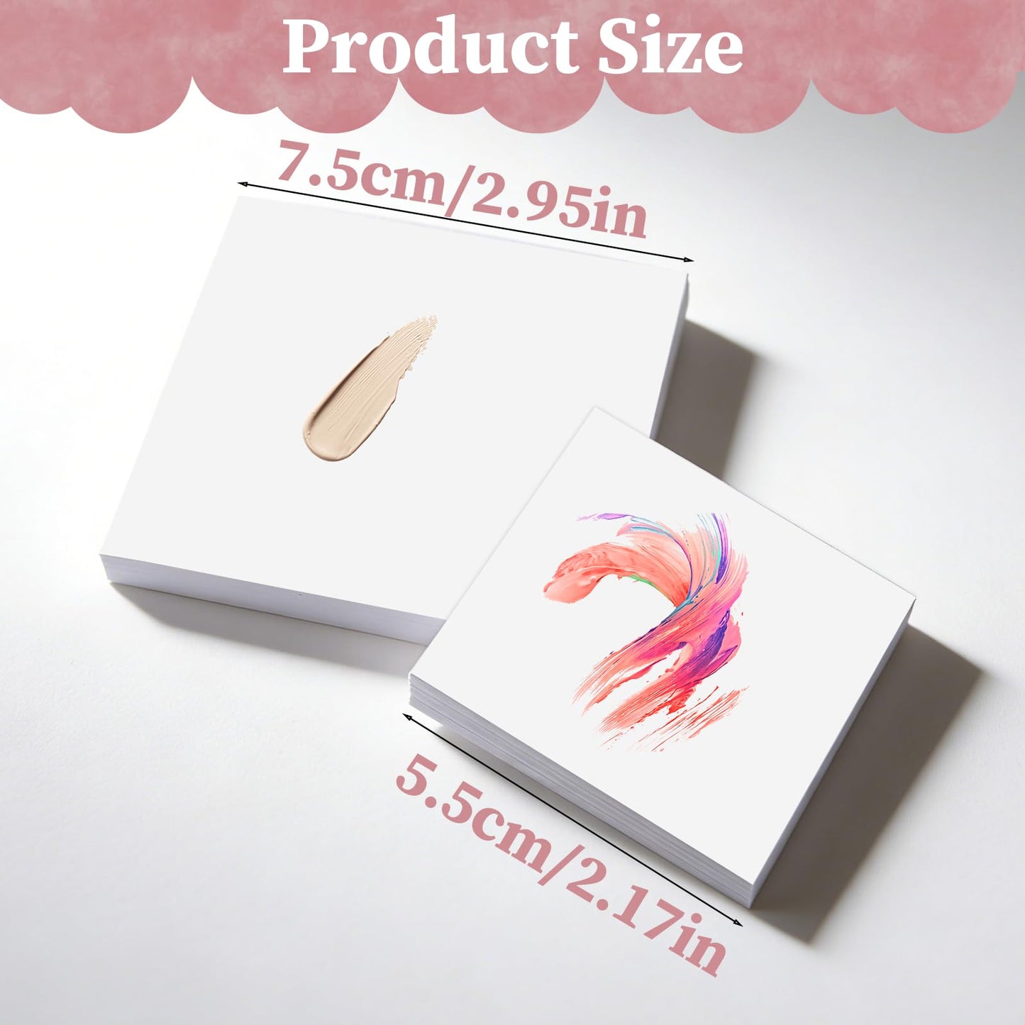 100 Sheets Disposable Nail Art Palette Paper, 2 Sizes Makeup Mixing Palette, Nail Mixing Palette with Stainless Steel Stirring Rod for Gel Polish And Makeup, Portable for Home Salon And DIY