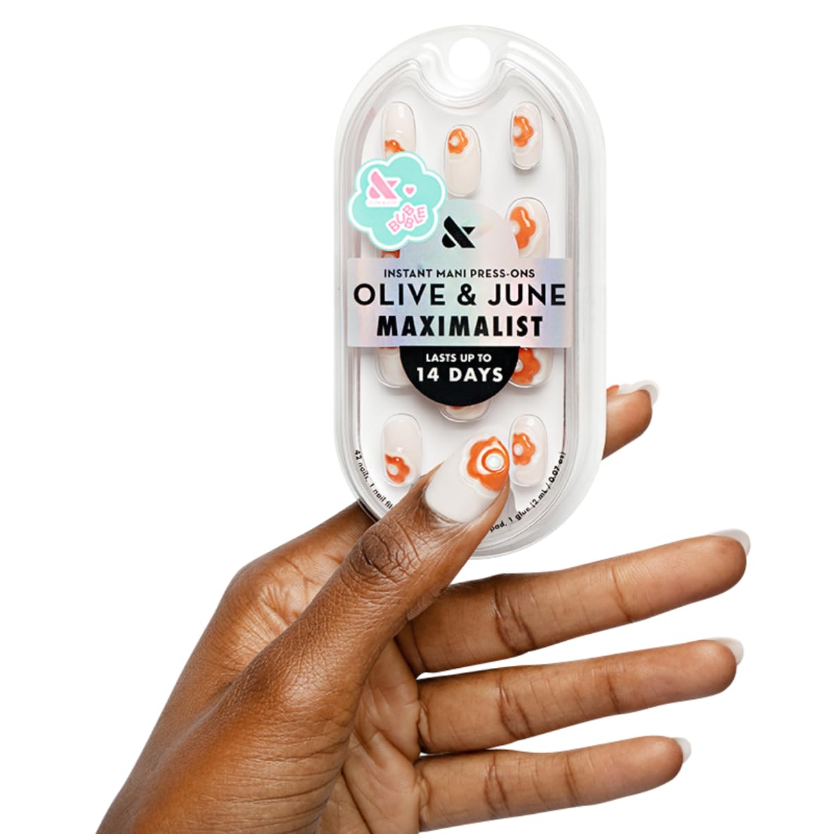 Maximalist Press-On Nails | 42 Non-Toxic Fake Nails in 21 Sizes | Short Almond Sparkle Party Design