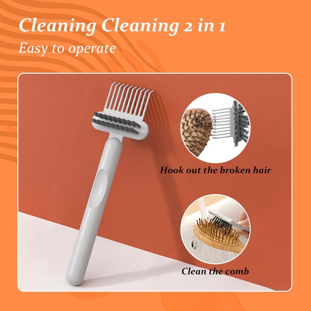 2 In 1 Hair Brush Cleaning Tool - Portable Comb Cleaner for Travel | Ideal for Salons & Home Use (Gray)