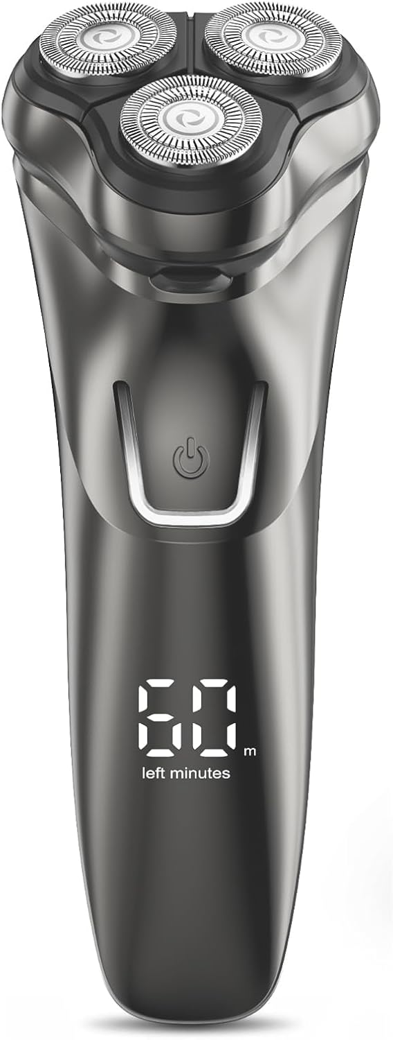 Electric Razor for Men - Cordless Wet/Dry Rotary Shaver with Waterproof Design | USB Fast Charging & Sensitive Skin Care Features