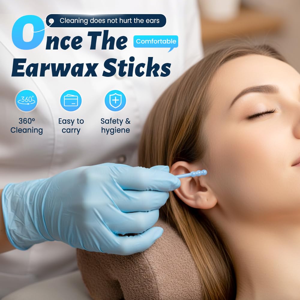 Earwax Removal Adhesive Swabs, Reusable Sticky Ear Cleaning Sticks with Soft Flexible Tip, Gentle Ear Care Tool for Adults, Ear Wax Removal Tool for Home Personal Hygiene (24 Pcs)