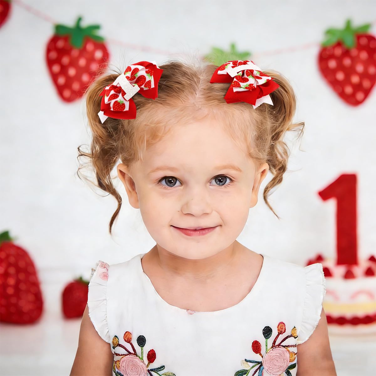 Srotmirw Strawberry Hair Bow Clips 1st Birthday Berry First Birthday Decor Berry Sweet One Birthday Party Decorations Strawberry Hair Accessories
