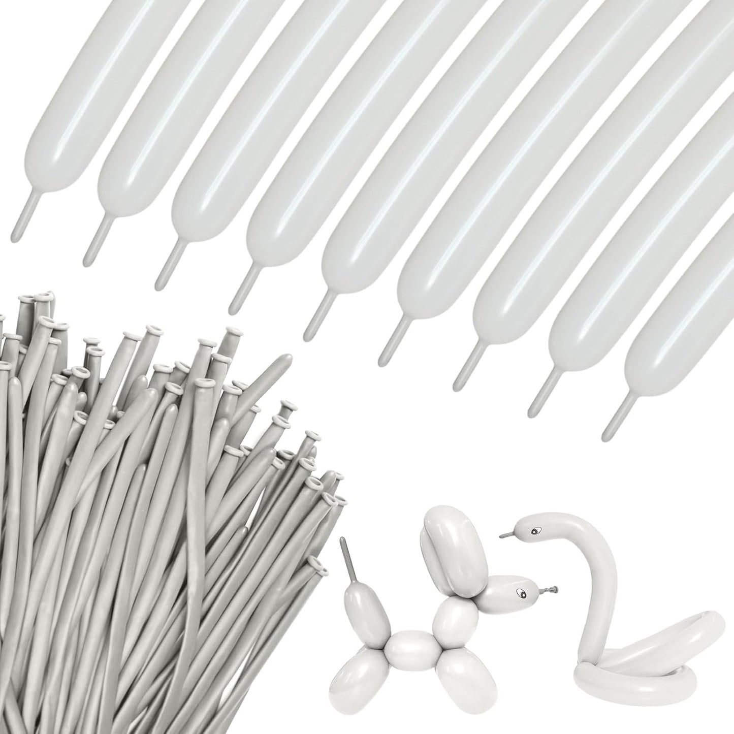Clear 260 Balloons - Premium Long Skinny Latex Balloons for Animal Creations | 100 Pcs for Kids' Parties