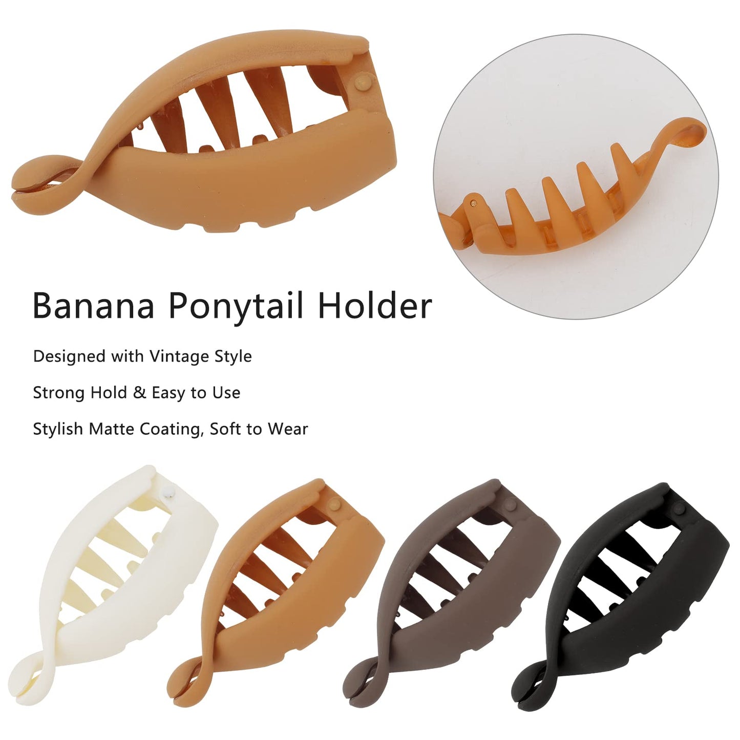 Hapdoo Hair Clips, 4Pcs Small Matte Banana Clips for High Ponytail, Mini Hair Jaw Clips Barrettes Styling Accessories for Thick Thin Hair Women Girls