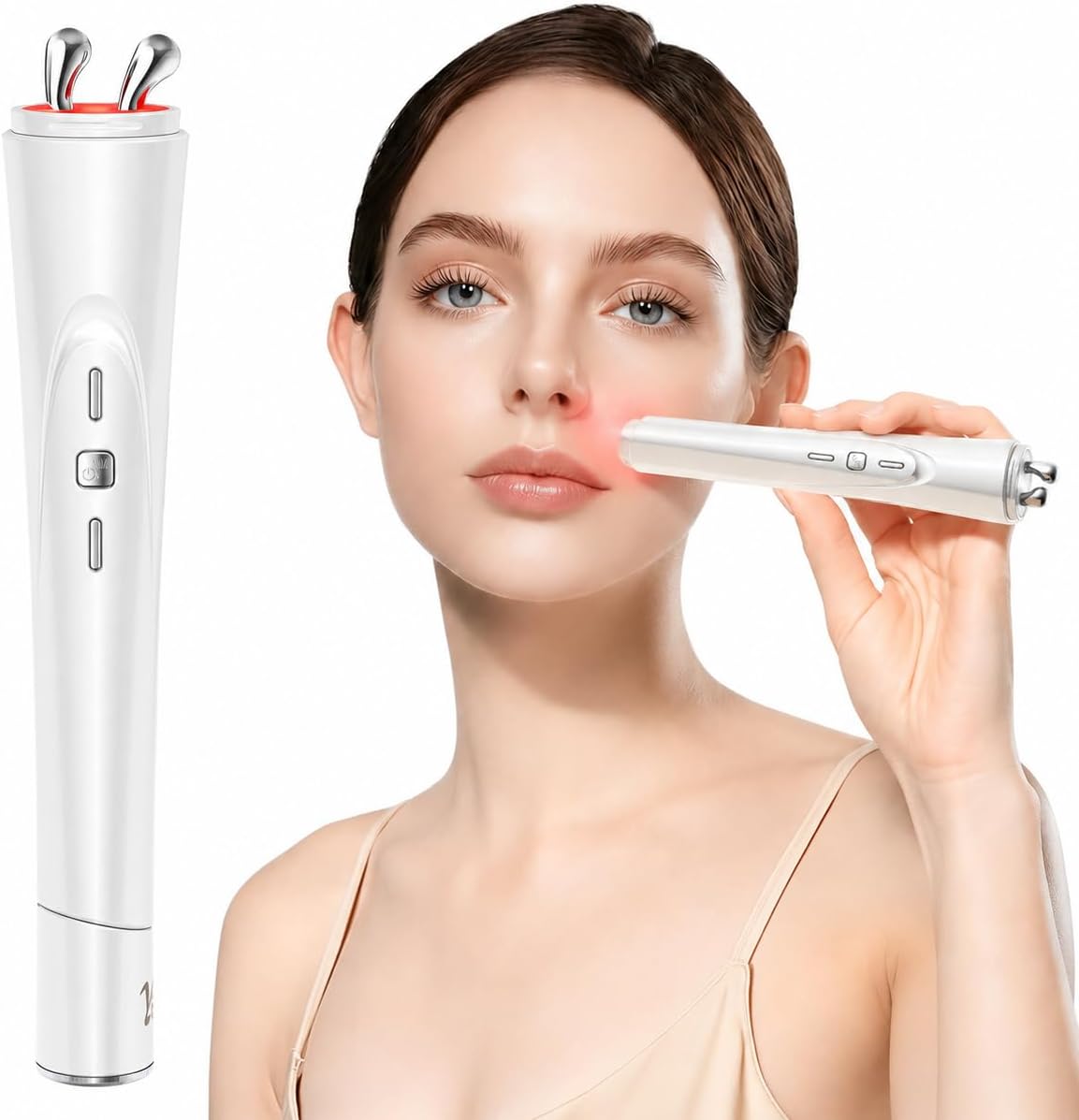 2-in-1 Facial & Eye Massager - Red Light, Rotation & Vibration for Puffiness Relief | Sculpting Tool for Fine Lines & Wrinkles
