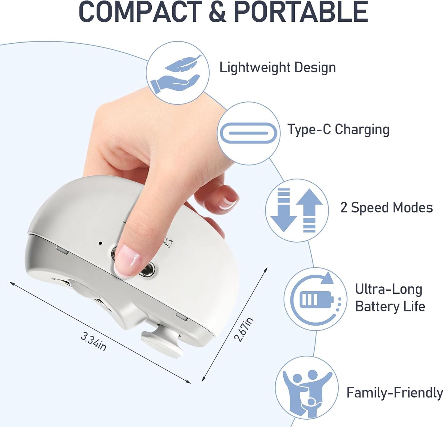 Electric Nail Clipper - Rechargeable Trimmer with LED Light | Ultra-Quiet & Safe for Kids, Adults, Seniors