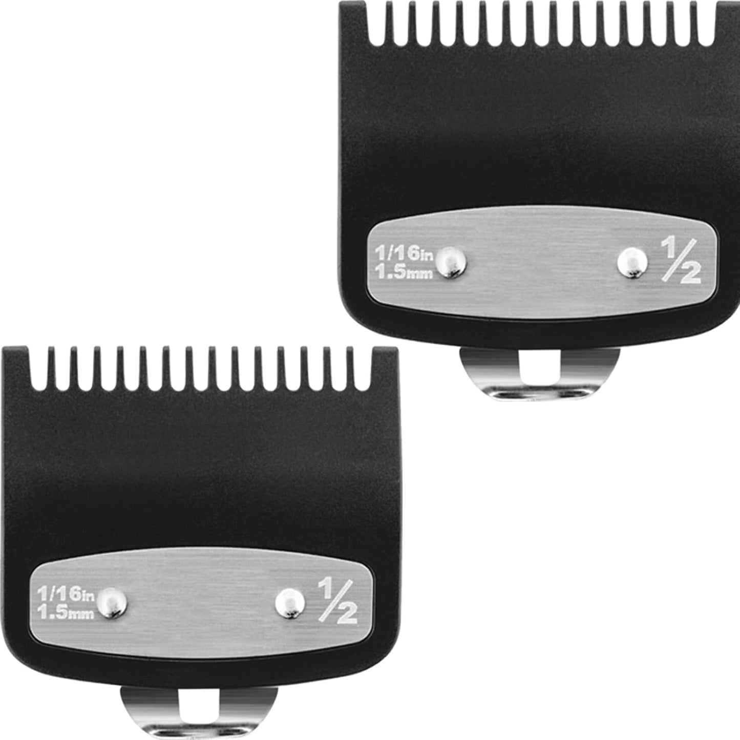 Wahl Clipper Guards Set - 2 Pack Metal Guide Comb Attachments | 1/16" (1.5 mm) for Barbers & Stylists - Black