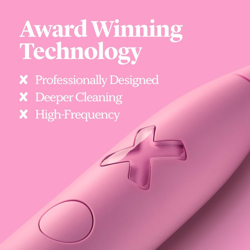 Made by Dentists PRO‑X Sonic Electric Toothbrush for Adults – Dentist‑Designed Whitening Rechargeable Toothbrush, 9 x More Plaque Removal, 70 Day Battery, 3 Modes, Travel Case & Extra Heads, Pink