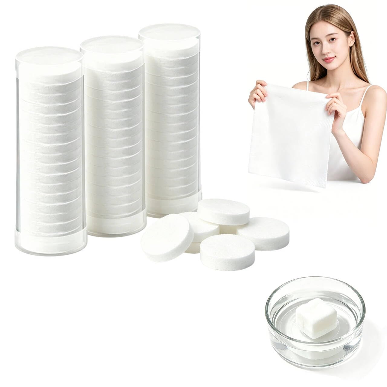 Compressed Towel Tablets - Disposable Face Towels for Hot Towel Dispenser | 80 Soft Towels