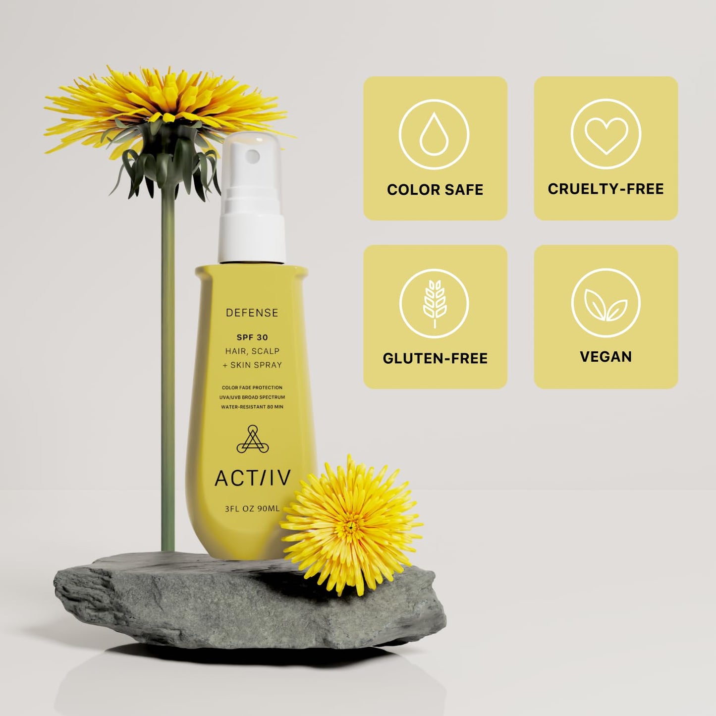 ACTIIV Defense SPF 30 Hair, Scalp & Skin Spray - UV Protection, Lightweight & Water-Resistant | 3 oz