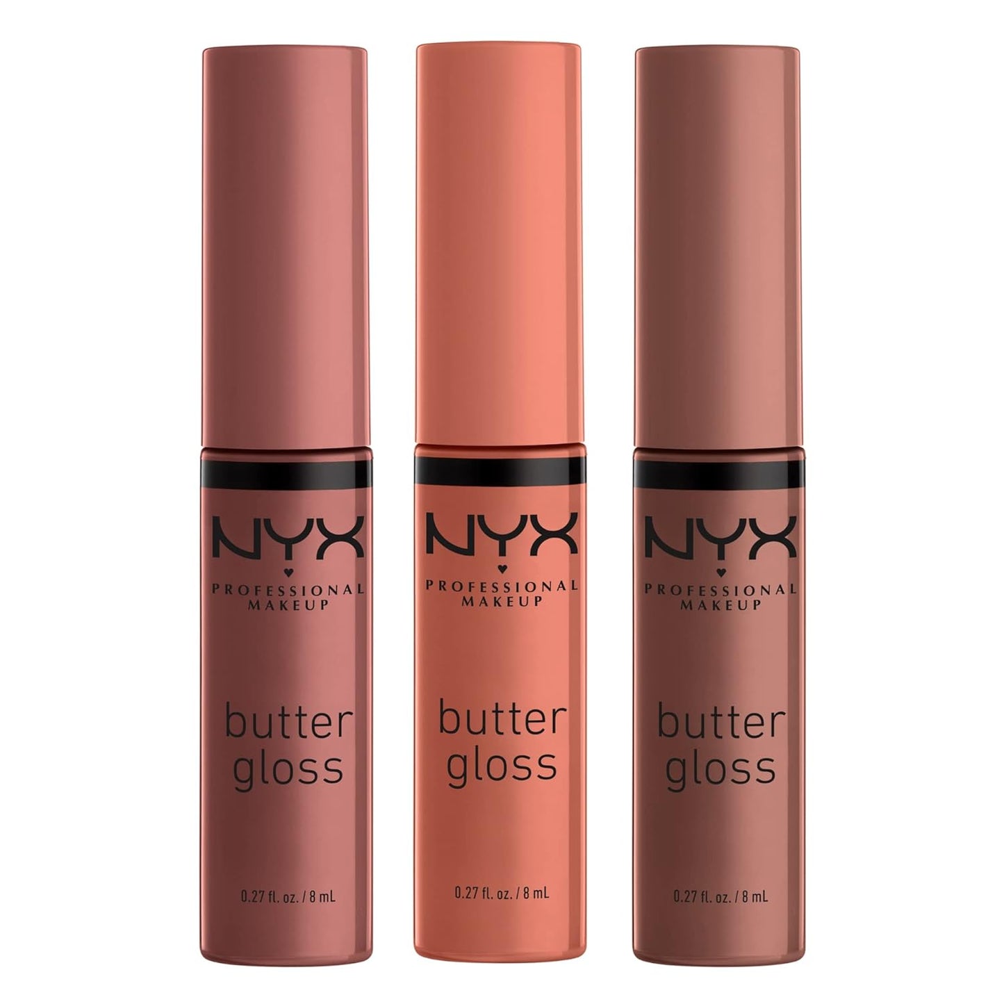 NYX Butter Gloss - Non-Sticky Brown Sugar Lip Gloss Trio | 3 Flavors: Sugar High, Spiked Toffee, Butterscotch