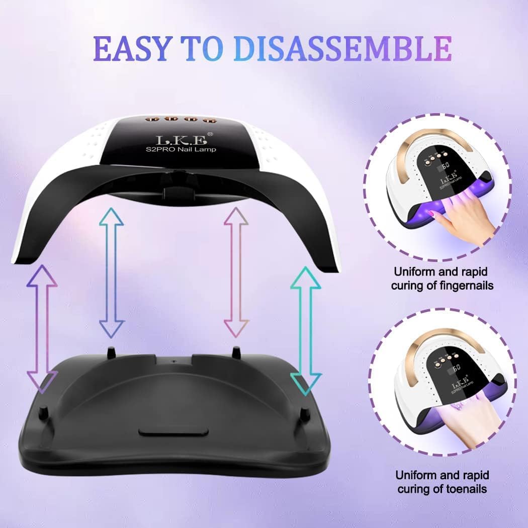 268W UV LED Nail Lamp - Professional Nail Dryer for Gel Polish | 4 Timers, 57 Lamp Beads, Automatic Sensor (White)