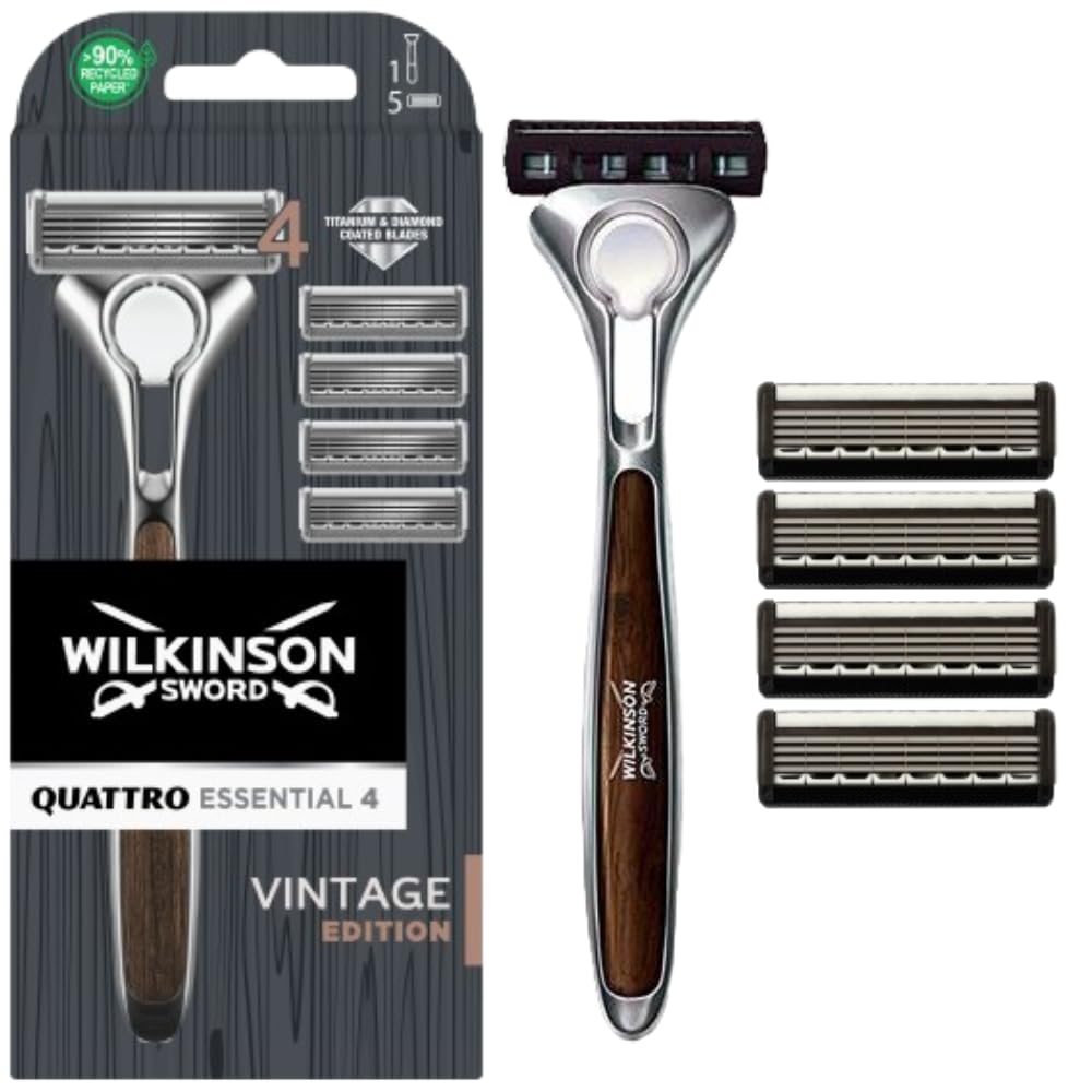 Wilkinson Sword Quattro Vintage Edition Men's Razor with 5 Blades