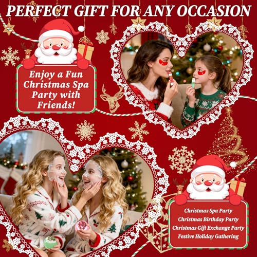 60Pcs Christmas Spa Party Supplies Set - Red Spa Day Kits