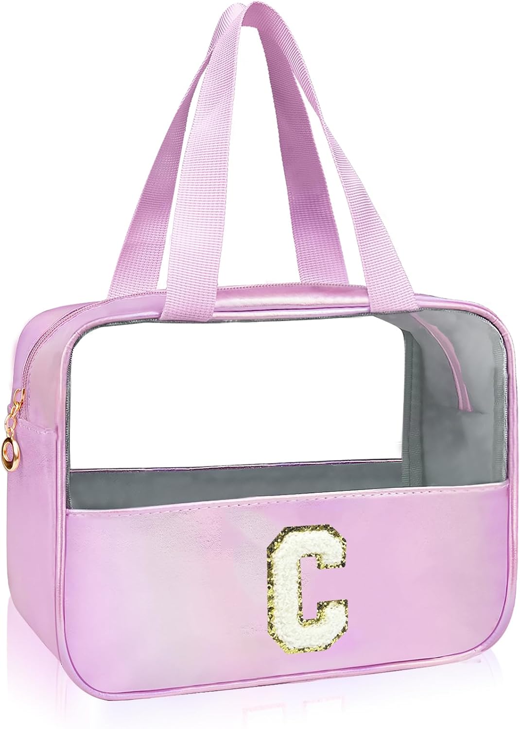 Personalized Pink Clear Makeup Bag - Large Cosmetic Organizer for Travel | Ideal Gift for Women & Girls