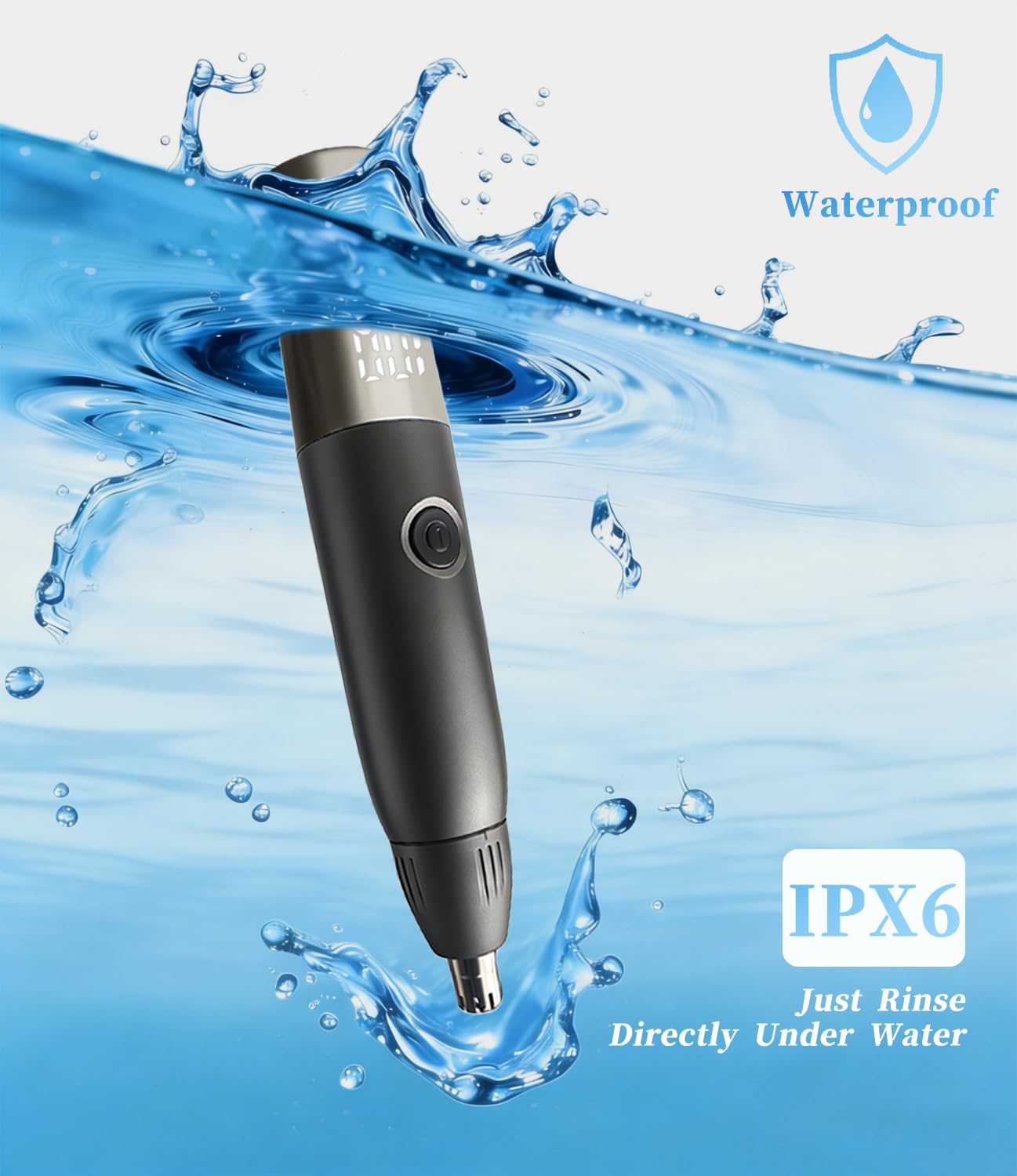 FREIOWEEI 2026 NEW Nose Hair Trimmer for Men, USB-C Rechargeable Ear and Nose Trimmer with LED Display, 2-in-1 Facial Detail Trimmer Attachment, Waterproof Dual-Edge Blades, Travel Lock, Black