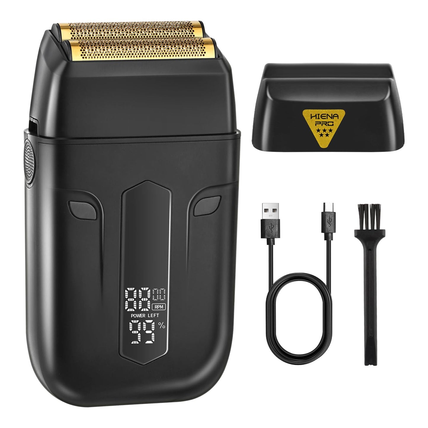 HIENA PRO Professional Reciprocating Electric Shaver for Men, Cordless Beard Trimmer & Bald Head Precision Trimmer, Foil Shaving and Men's Facial Grooming Tool with LED, Gifts for Men