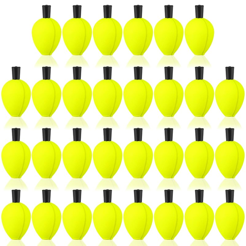 ShinyRelief 30 Pcs Trout Float Foam Teardrop Strike Fishing Bobbers Fishing Floats Fly Fishing Strike Indicators for Trout Offshore Saltwater Freshwater (Yellow)