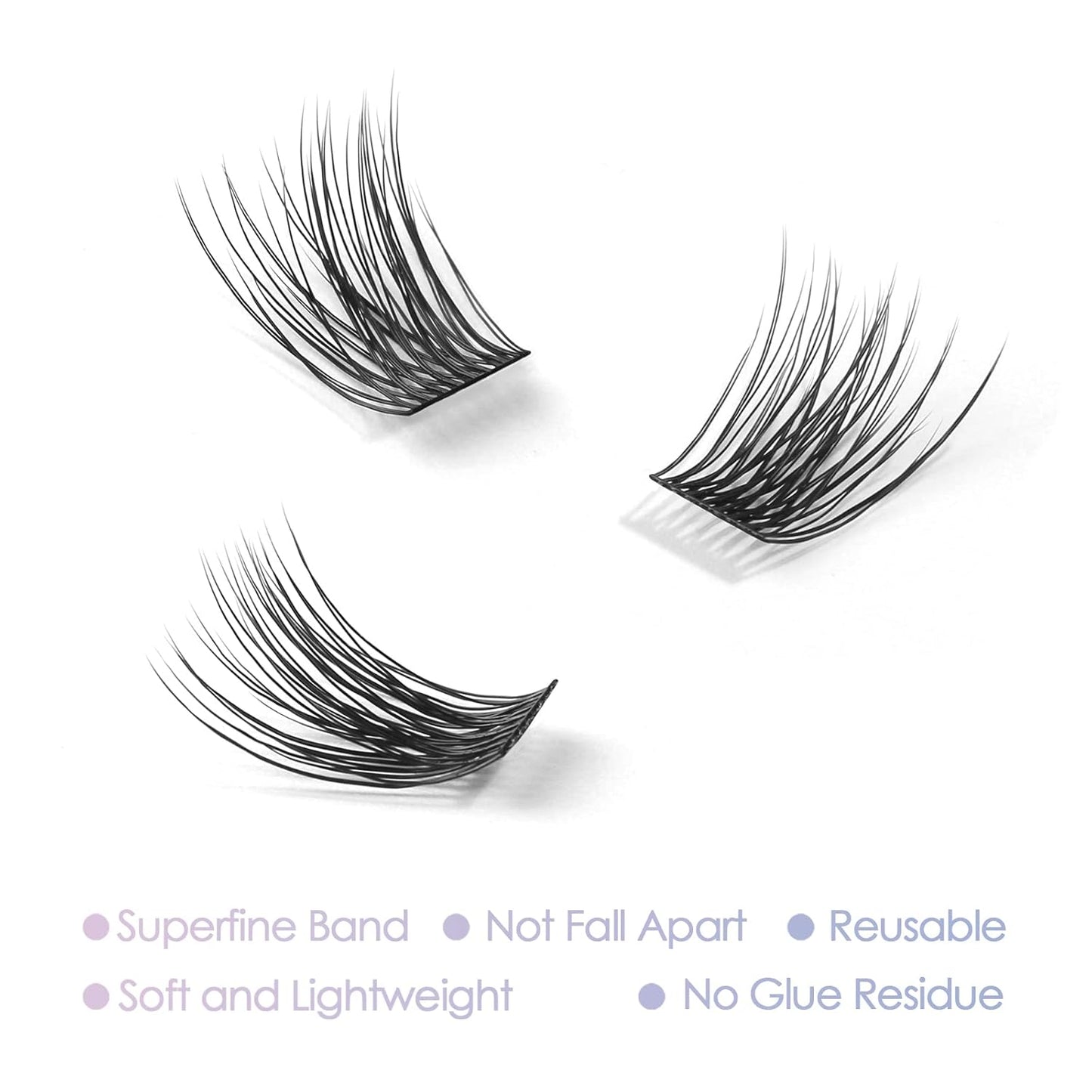 DIY Eyelash Extensions - Reusable Volume Lash Clusters for Natural Wispy Look | C Curl 14mm Pack
