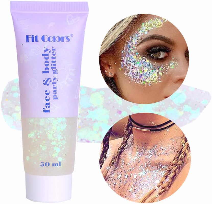 Patriotic Body Glitter Set - Red, White & Blue USA Flag Face Glitter with Glue | 4 Holographic Jars for 4th of July Outfits