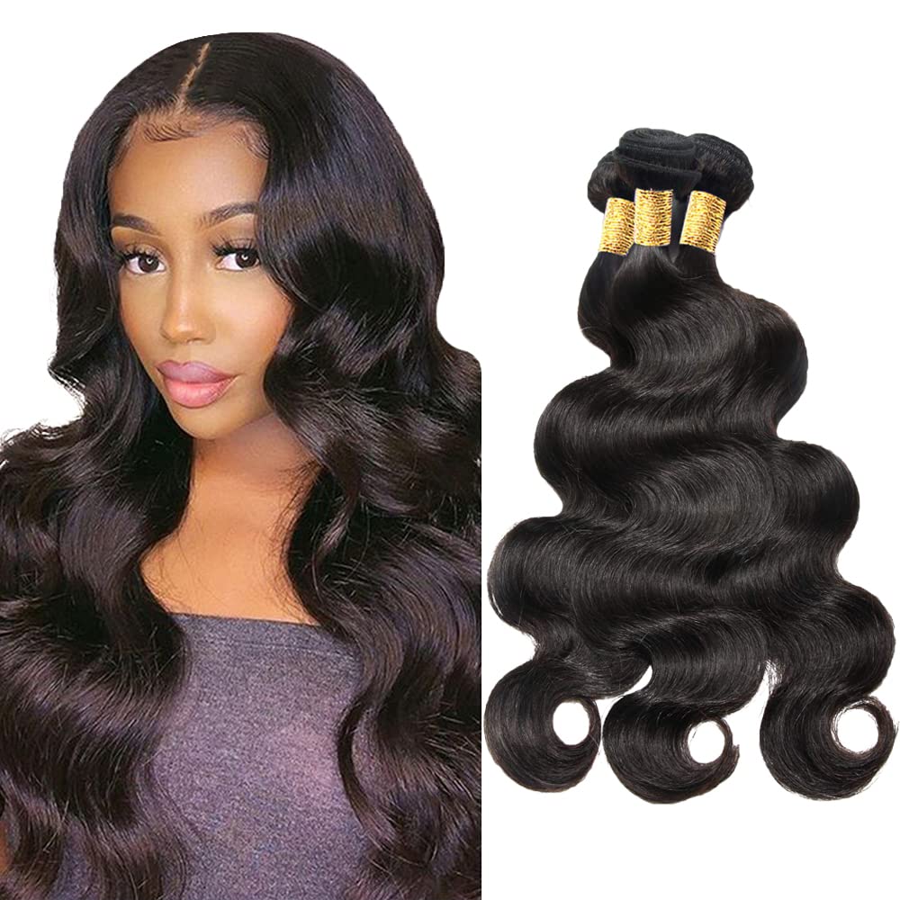 28 30 32 Inch Body Wave Bundles Human Hair #1B Human Hair Bundles Body Wave Natural Black Bundle Unprocessd Remy Color #1B Bundle
