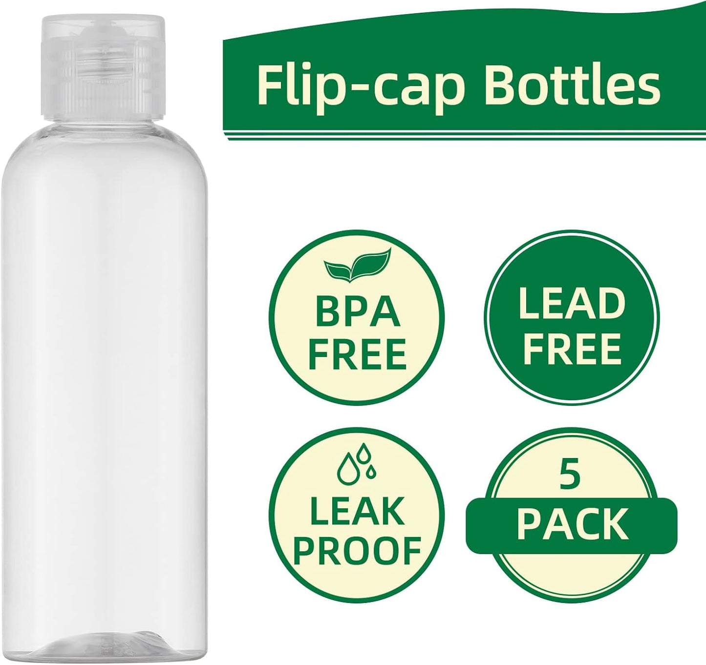 Travel Bottles for Toiletries - TSA Approved 3.4 oz Clear Squeeze Containers | Leak-Proof Mini Liquid Tubes for Shampoo & Lotion