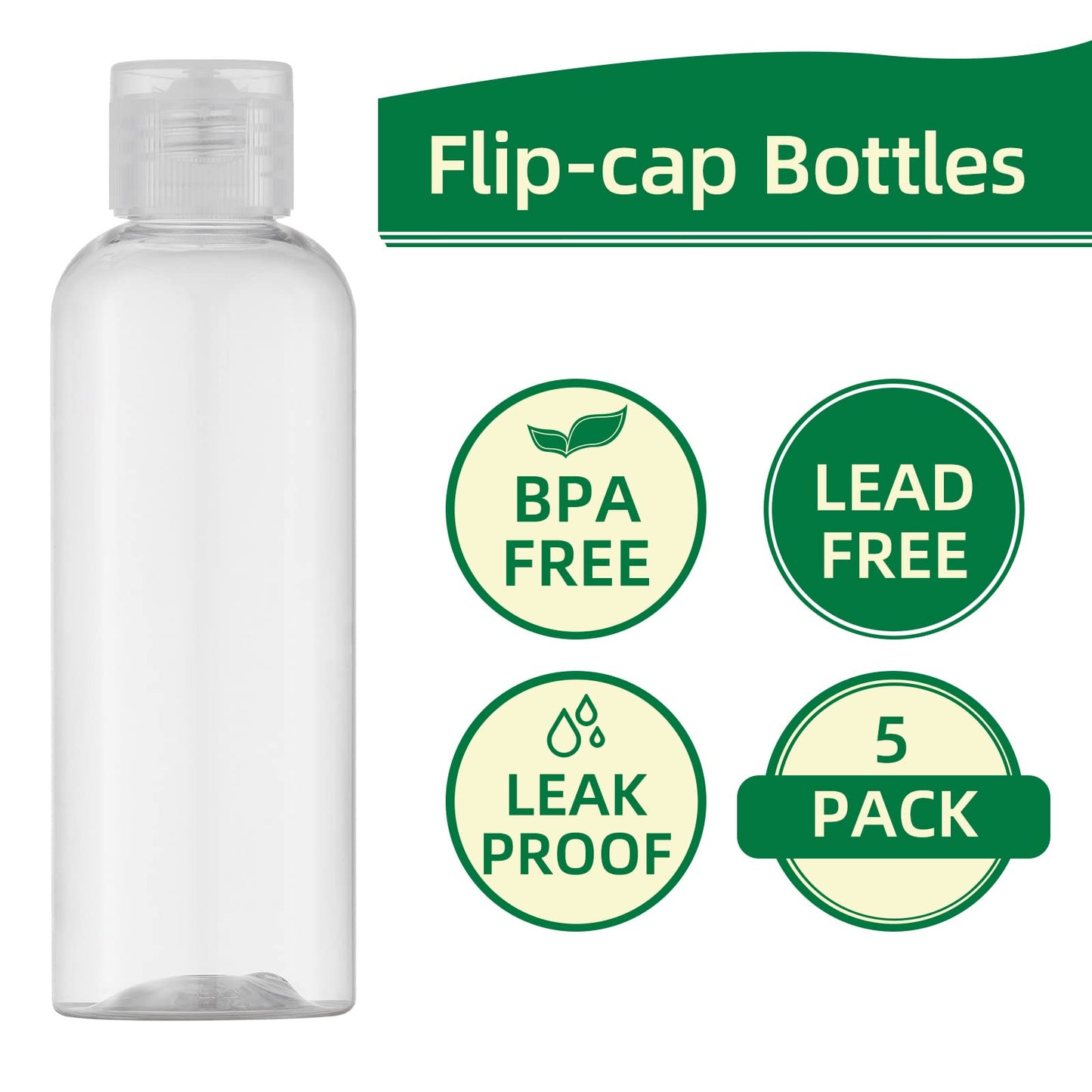 LISAPACK 3.4 oz Travel Bottles for Toiletries, Plastic Travel Size Containers for Shampoo Conditioner TSA Approved, Empty Small Squeeze for Lotion, Clear Leak Proof Mini Liquid Tube for Refillable