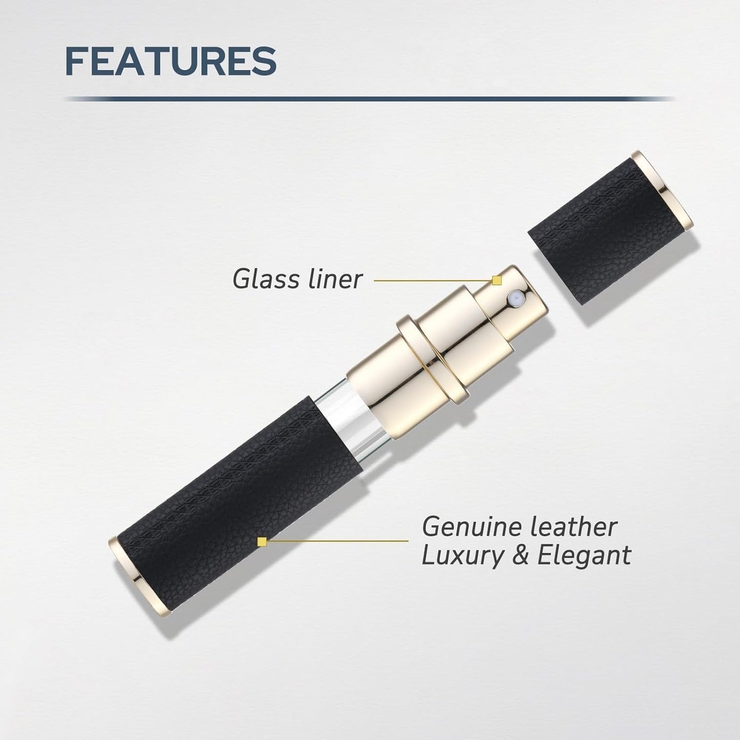 Travel Perfume Bottle - Refillable Mini Leather Cologne Atomizer | 10ml Black Fragrance Pump Dispenser