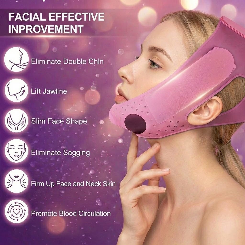 AELuxLas Chin Strap for Sleeping - Soft Silicone Double Chin Reducer Eliminator for Women Men, Reusable V Line Chin Lifting Mask Face Slimming Strap, Breathable Face Shaper For jawline And Double Chin