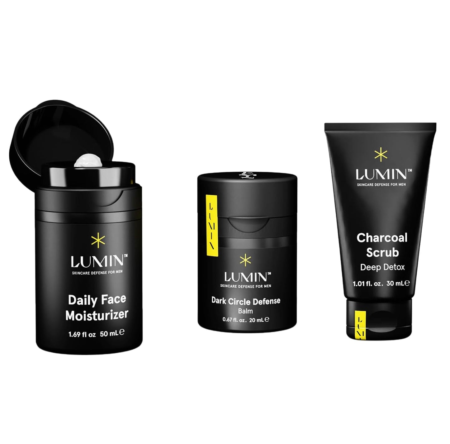 Lumin Men's Skincare Kit - Smooth Operator Detox with Charcoal Face Wash, Scrub & Moisturizer | Two Month Supply