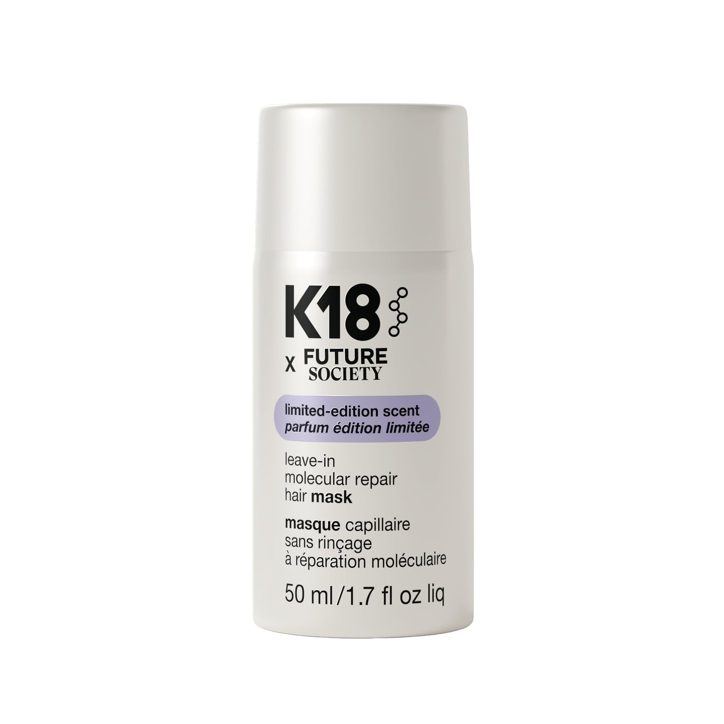 K18 x Future Society Leave-In Molecular Repair Hair Mask - Limited-Edition Scent Peptide Hair Treatment Mask for Bleach, Color, Chemical + Heat Damaged Strands - Damage Reversal in 4 Mins (1.7 Fl oz)