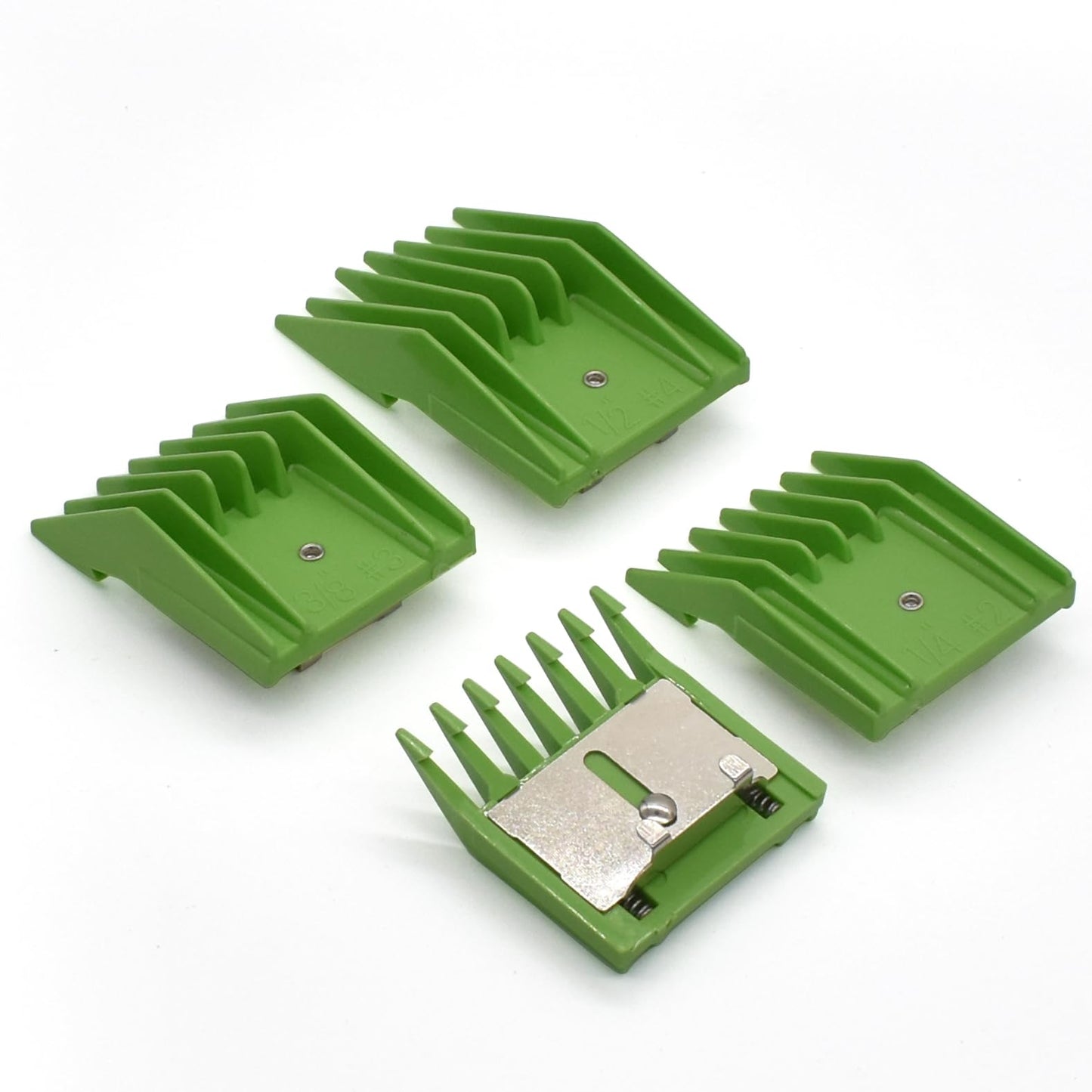 Professional A5 Animal Clipper Attachment Guard Guide Combs Set, 1/8" 1/4" 3/8" 1/2" Compatible with Andis AG BG, Oster Classic 76 Golden A5, Wahl KM Series Pet Groomer Horse Clipper Models (Green)