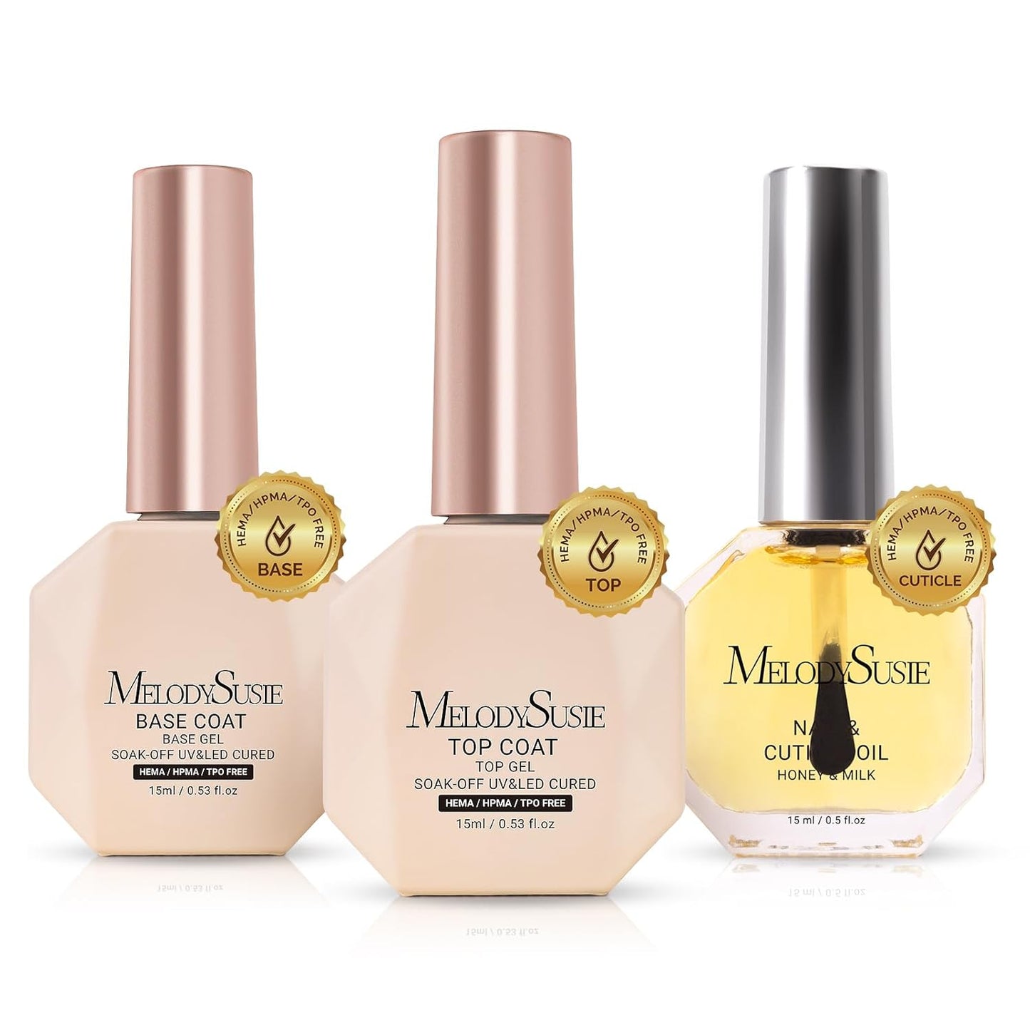 MelodySusie Nail Dehydrator & Primer Set | Long-Lasting Shine Manicure Kit - 4 Pcs, 15ml Clear